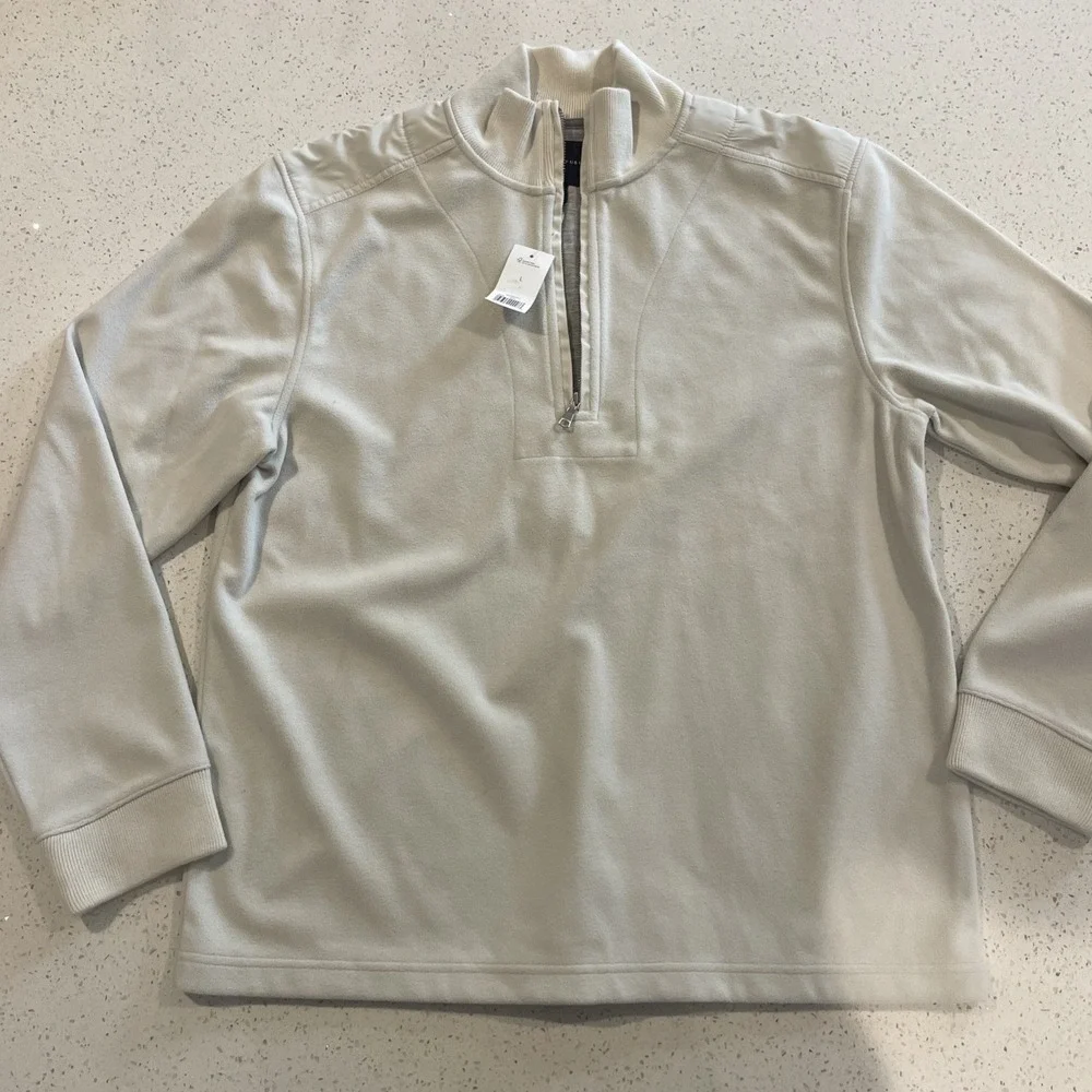 Banana Republic Hal-Zip‎ Fleece Sweatshirt Size Large White NWT
